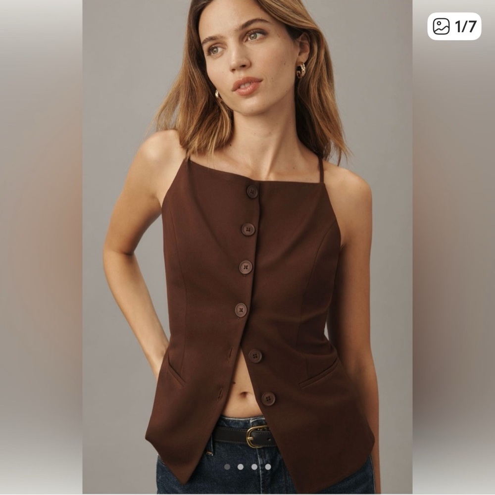 Anthropologie Sunday in Brooklyn Ponte Apron Vest in Chocolate XS NWT